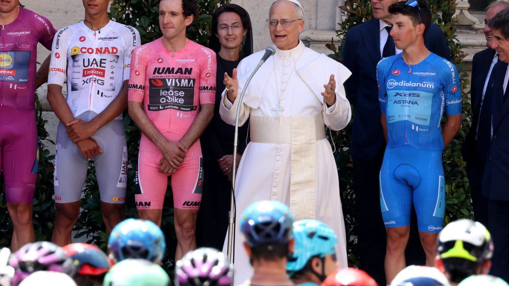 Pope Leo XIV blesses Giro d’Italia cyclists as race enters Vatican for first time