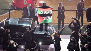 Super Bowl performer who waved ‘Sudan and Free Gaza’ flag at halftime arrested