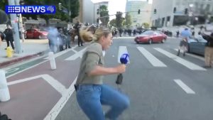 Reporter hit with rubber bullet during LA immigration protests over the weekend