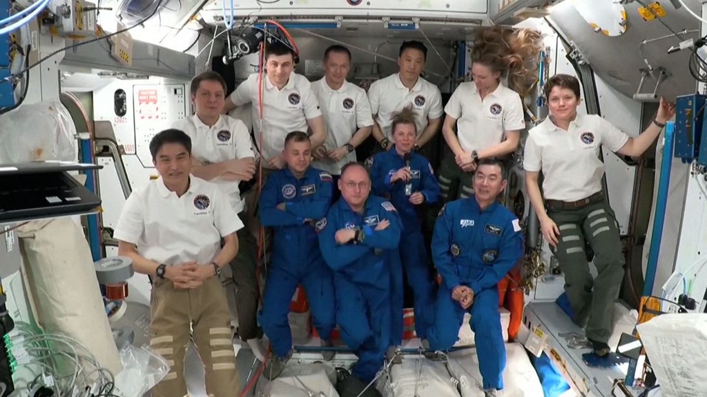 Space station gets crowded as new crew makes an entrance