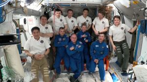 Space station gets crowded as new crew makes an entrance