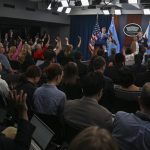 Arguments begin after Defense Department restricts press access at the Pentagon