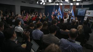 Arguments begin after Defense Department restricts press access at the Pentagon