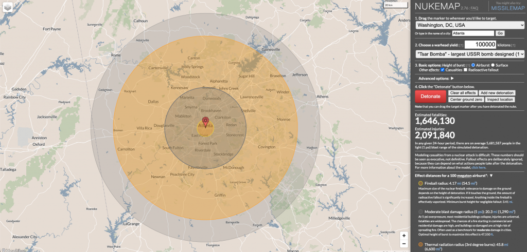 What a bomb would do: Website visualizes nuclear attacks