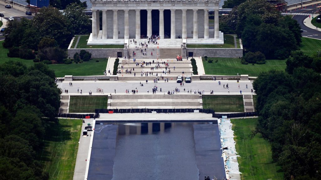 Trump says reflecting pool ‘all fixed’ as water makes a splash again