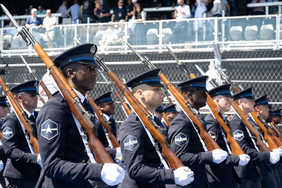 Space Force Honor Guard showcases new ceremonial uniform in DC Grand Prix